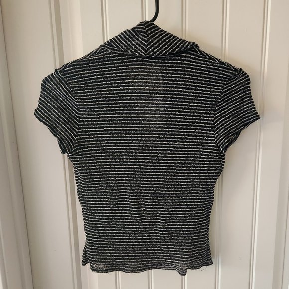 Scrunchy Striped Cowlneck Blouse - Picture 4 of 6